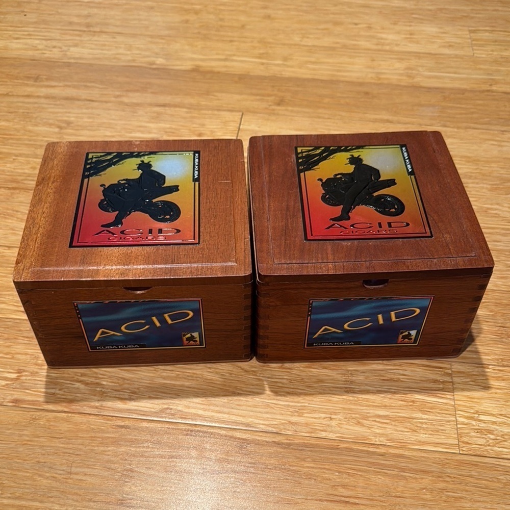 2 Wooden ACID Cigar Boxes